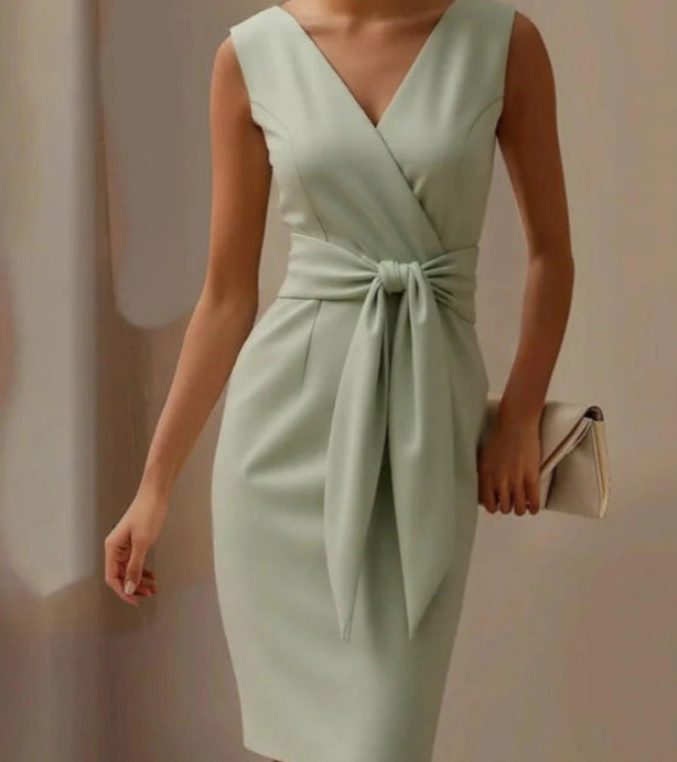 Bow Decor Sleeveless Vest Dress