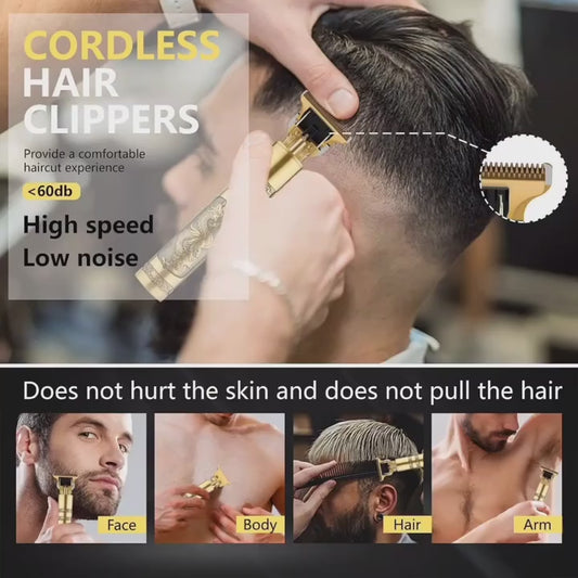 Vintage T9 Professional Trimmer – Close-Cutting T-Blade Hair Clipper For Men - Metal Body